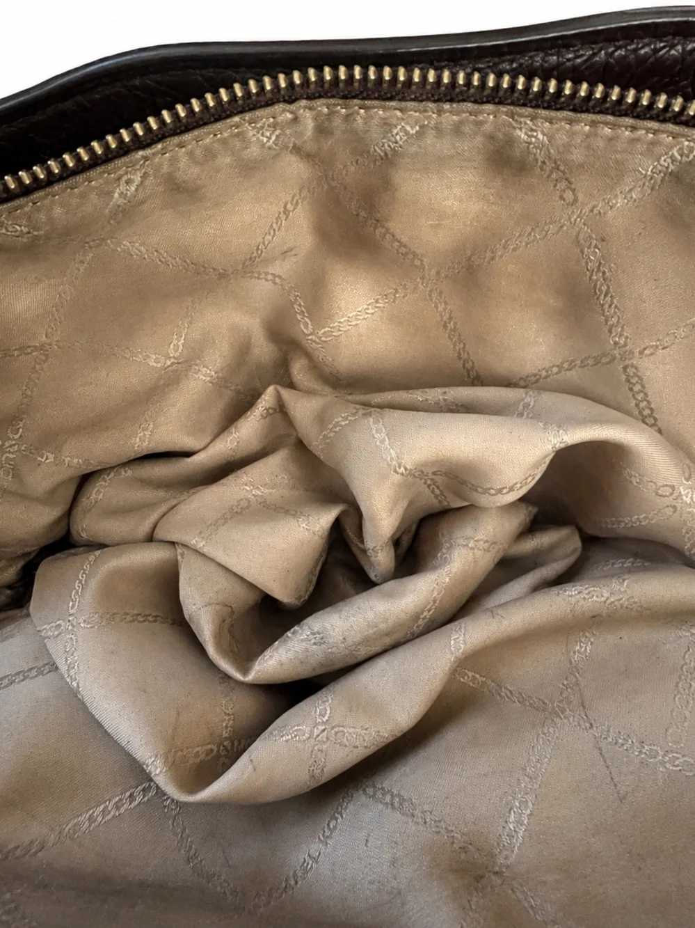 Michael Kors Dark Brown Pebbled Shoulder Bag with Gold Hardware